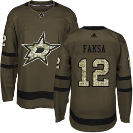 Adidas Dallas Stars #12 Radek Faksa Green Salute to Service Stitched NHL Jersey
