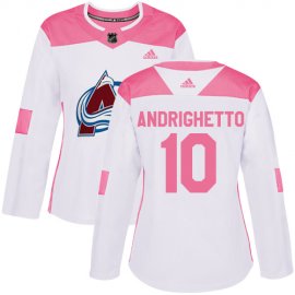 Adidas Colorado Avalanche #10 Sven Andrighetto White/Pink Authentic Fashion Womens Stitched NHL Jersey