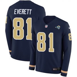 Nike Los Angeles Rams #81 Gerald Everett Navy Blue Team Color Mens Stitched NFL Limited Therma Long Sleeve Jersey