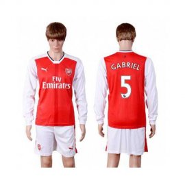 Arsenal #5 Gabriel Red Home Long Sleeves Soccer Club Jersey