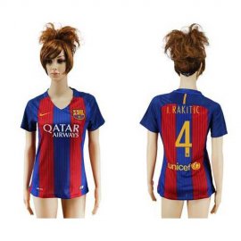 Womens Barcelona #4 I.Rakitic Home Soccer Club Jersey