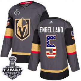 Adidas Vegas Golden Knights #5 Deryk Engelland Grey Home Authentic USA Flag 2018 Stanley Cup Final Stitched NHL Jersey