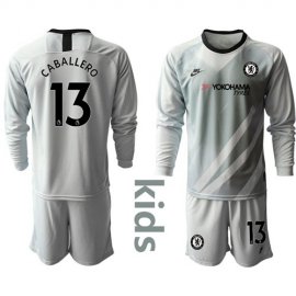 Chelsea #13 Caballero Grey Goalkeeper Long Sleeves Kid Soccer Club Jersey