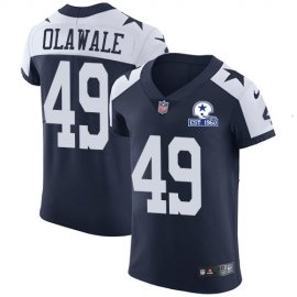 Nike Dallas Cowboys #49 Jamize Olawale Navy Blue Thanksgiving Mens Stitched With Established In 1960 Patch NFL Vapor Untouchable Throwback Elite Jersey