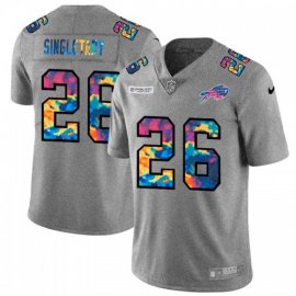 Buffalo Buffalo Bills #26 Devin Singletary Mens Nike Multi-Color 2020 NFL Crucial Catch NFL Jersey Greyheather