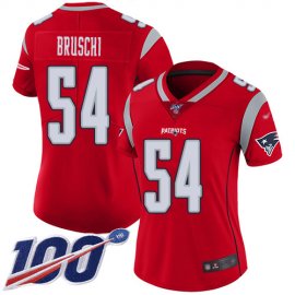 Nike New England Patriots #54 Tedy Bruschi Red Womens Stitched NFL Limited Inverted Legend 100th Season Jersey
