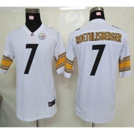 Nike Pittsburgh Steelers #7 Ben Roethlisberger White Youth Stitched NFL Elite Jersey