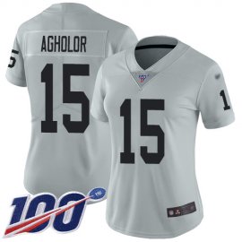 Nike Las Vegas Raiders #15 Nelson Agholor Silver Womens Stitched NFL Limited Inverted Legend 100th Season Jersey