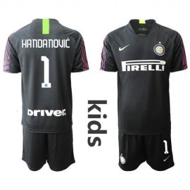 Inter Milan #1 Handanovic Black Goalkeeper Kid Soccer Club Jersey