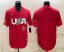 Mens USA Baseball Blank 2023 Red World Classic Stitched Jersey