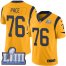 Nike Los Angeles Rams #76 Orlando Pace Gold Super Bowl LIII Bound Mens Stitched NFL Limited Rush Jersey