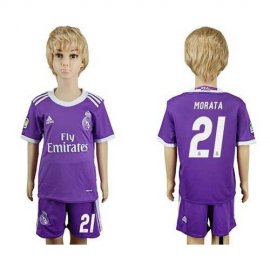 Real Madrid #21 Morata Away Kid Soccer Club Jersey