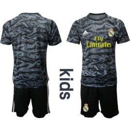 Real Madrid Blank Black Goalkeeper Kid Soccer Club Jersey