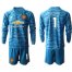 Manchester United #1 De Gea Light Blue Goalkeeper Long Sleeves Soccer Club Jersey
