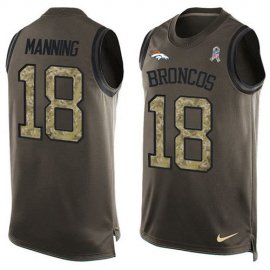 Nike Denver Broncos #18 Peyton Manning Green Mens Stitched NFL Limited Salute To Service Tank Top Jersey