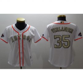 Houston Astros #35 Justin Verlander White 2017 World Series Champions Gold Program Cool Base Womens Stitched MLB Jersey