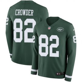 Nike New York Jets #82 Jamison Crowder Green Team Color Mens Stitched NFL Limited Therma Long Sleeve Jersey