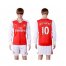 Arsenal #10 Wilshere Red Home Long Sleeves Soccer Club Jersey