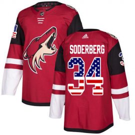 Adidas Arizona Coyotes #34 Carl Soderberg Maroon Home Authentic USA Flag Stitched NHL Jersey