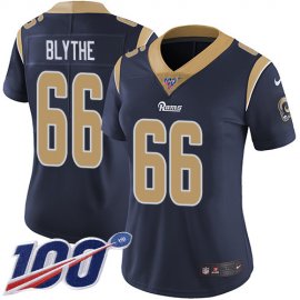 Nike Los Angeles Rams #66 Austin Blythe Navy Blue Team Color Womens Stitched NFL 100th Season Vapor Untouchable Limited Jersey