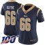Nike Los Angeles Rams #66 Austin Blythe Navy Blue Team Color Womens Stitched NFL 100th Season Vapor Untouchable Limited Jersey