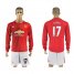 Manchester United #17 Blind Red Home Long Sleeves Soccer Club Jersey