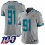 Nike Jacksonville Jaguars #91 Yannick Ngakoue Silver Mens Stitched NFL Limited Inverted Legend 100th Season Jersey