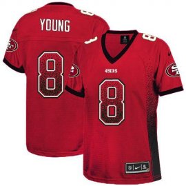 Nike San Francisco 49ers #8 Steve Young Red Team Color Womens Stitched NFL Elite Drift Fashion Jersey