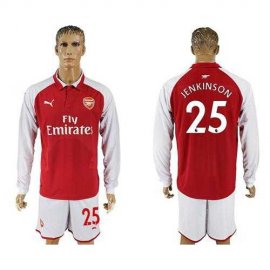Arsenal #25 Jenkinson Red Home Long Sleeves Soccer Club Jersey