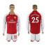 Arsenal #25 Jenkinson Red Home Long Sleeves Soccer Club Jersey