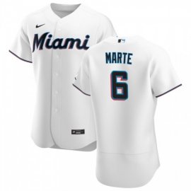 Miami Marlins #6 Starling Marte Mens Nike White Home 2020 Authentic Player MLB Jersey