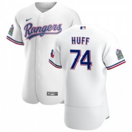 Texas Rangers #74 Sam Huff Mens Nike White Home 2020 Authentic Patch Player MLB Jersey