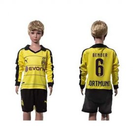 Dortmund #6 Bender Home Long Sleeves Kid Soccer Club Jersey