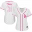 Los Angeles Dodgers #31 Mike Piazza White/Pink Fashion Womens Stitched MLB Jersey
