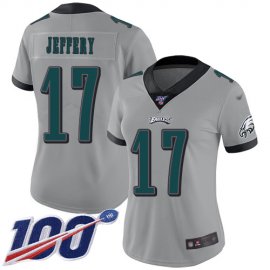Nike Philadelphia Eagles #17 Alshon Jeffery Silver Womens Stitched NFL Limited Inverted Legend 100th Season Jersey
