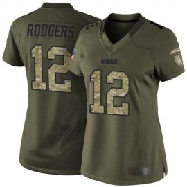 Nike Green Bay Packers #12 Aaron Rodgers Green Womens Stitched NFL Limited 2015 Salute to Service Jersey