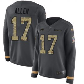 Nike Buffalo Bills #17 Josh Allen Anthracite Salute to Service Womens Stitched NFL Limited Therma Long Sleeve Jersey
