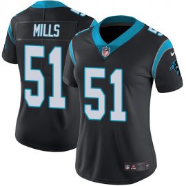 Nike Carolina Panthers #51 Sam Mills Black Team Color Womens Stitched NFL Vapor Untouchable Limited Jersey
