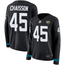 Nike Jacksonville Jaguars #45 KLavon Chaisson Black Team Color Womens Stitched NFL Limited Therma Long Sleeve Jersey