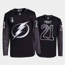 Adidas Tampa Bay Lightning #21 Brayden Point Mens 2022 Stanley Cup Final Patch Alternate Authentic NHL Jersey – Black Mens