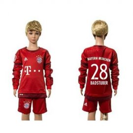 Bayern Munchen #28 Badstuber Home Long Sleeves Kid Soccer Club Jersey