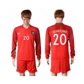 Portugal #20 Quaresma Home Long Sleeves Soccer Country Jersey