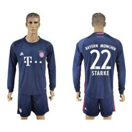 Bayern Munchen #22 Starke Dark Blue Goalkeeper Long Sleeves Soccer Club Jersey