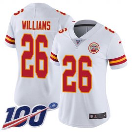 Nike Kansas City Chiefs #26 Damien Williams White Womens Stitched NFL 100th Season Vapor Untouchable Limited Jersey
