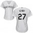 Colorado Rockies #27 Trevor Story White Strip Home Womens Stitched MLB Jersey