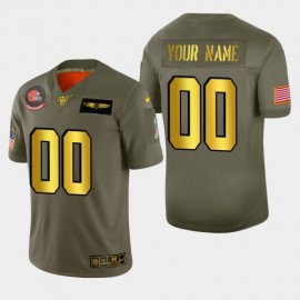 Nike Browns Custom Mens Olive Gold 2019 Salute to Service NFL 100 Limited Jersey