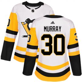 Adidas Pittsburgh Penguins #30 Matt Murray White Road Authentic Womens Stitched NHL Jersey