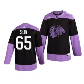 Chicago Blackhawks #65 Andrew Shaw Adidas Mens Hockey Fights Cancer Practice NHL Jersey Black