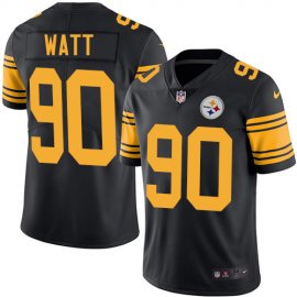 Nike Pittsburgh Steelers #90 T. J. Watt Black Mens Stitched NFL Limited Rush Jersey