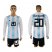 Argentina #20 Kun Aguero Home Long Sleeves Soccer Country Jersey